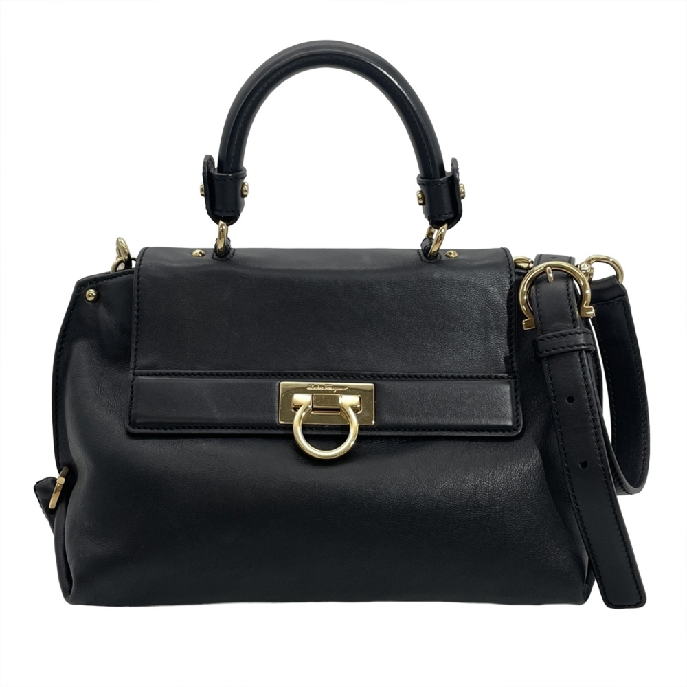 Salvatore Ferragamo Ferragamo Gancini Handbag, 2-Way Leather Shoulder Bag